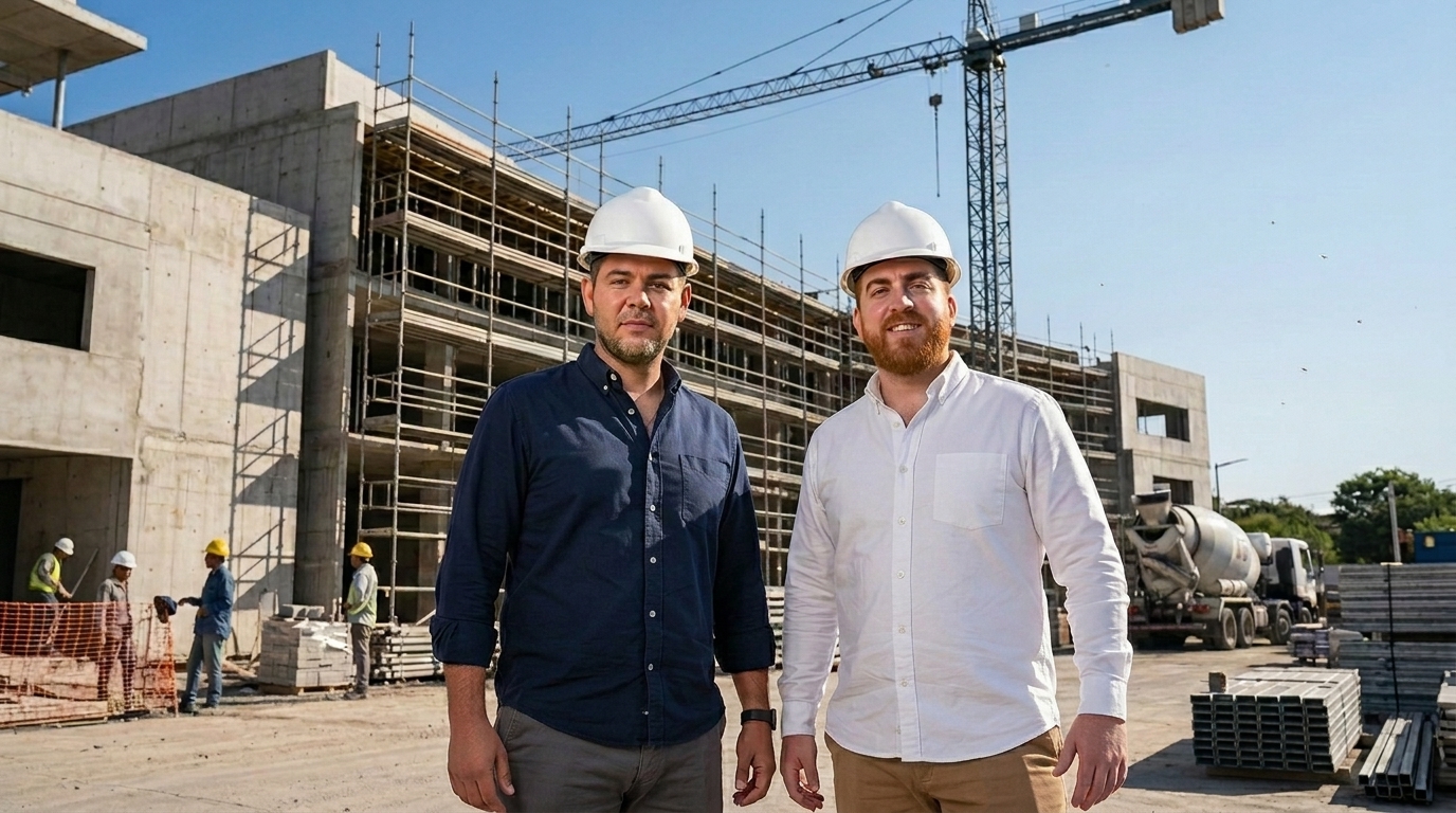 Emilio García y Pablo Pivatto en obra